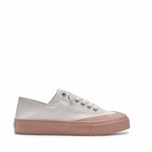 Rockfish 747 Lazy Heel Canvas Trainer Women's Low-Top Sneakers White Pink | CMN1138SG