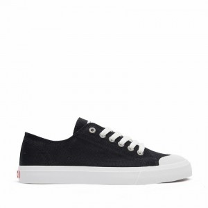 Rockfish Classic 746 Canvas Women's Low-Top Sneakers Black White | JAH3115AT