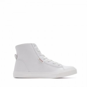 Rockfish Classic 775 Lace Up With Full Zip Microfibre Faux Leather Women's High-Top Sneakers White | QOL8275AE