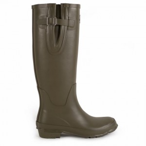 Rockfish Everyday Tall Side Adjustable Women's Wellington Boots Deep Green Brown | JZW5272MD