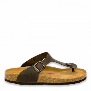 Rockfish Nixie Thong Cork Flatform Flip Flop Women's Sandals Dark Brown | EYN52ZX