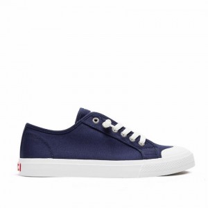 Rockfish Original 745 Lazy-lace Canvas Women's Low-Top Sneakers Navy Blue | DEN748DM