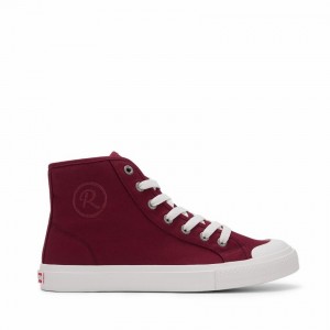 Rockfish Original 745 Water Repellent Canvas Women's High-Top Sneakers Dark Red | HMD369PV