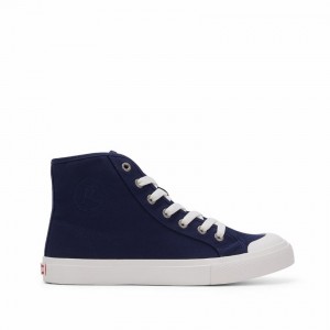 Rockfish Original 745 Water Repellent Canvas Women's High-Top Sneakers Navy Blue | JAA8631KJ