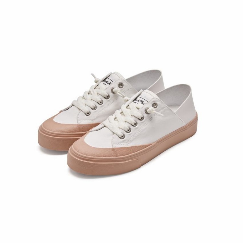 Rockfish 747 Lazy Heel Canvas Trainer Women's Low-Top Sneakers White Pink | CMN1138SG