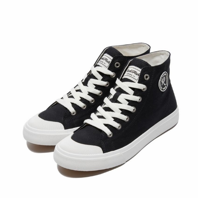 Rockfish Classic 746 Canvas Women's High-Top Sneakers Black White | SAV1065AN