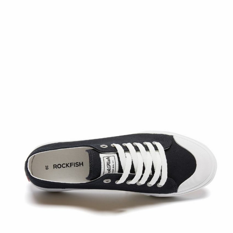 Rockfish Classic 746 Canvas Women's Low-Top Sneakers Black White | JAH3115AT