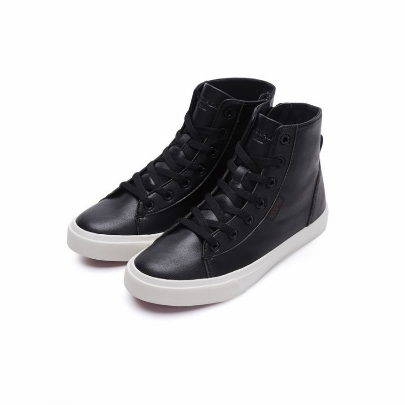 Rockfish Classic 775 Lace Up With Full Zip Microfibre Faux Leather Women's High-Top Sneakers Black | VKW7580KX