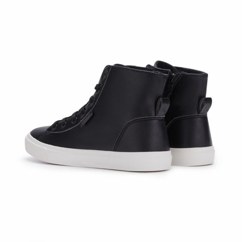 Rockfish Classic 775 Lace Up With Full Zip Microfibre Faux Leather Women's High-Top Sneakers Black | VKW7580KX