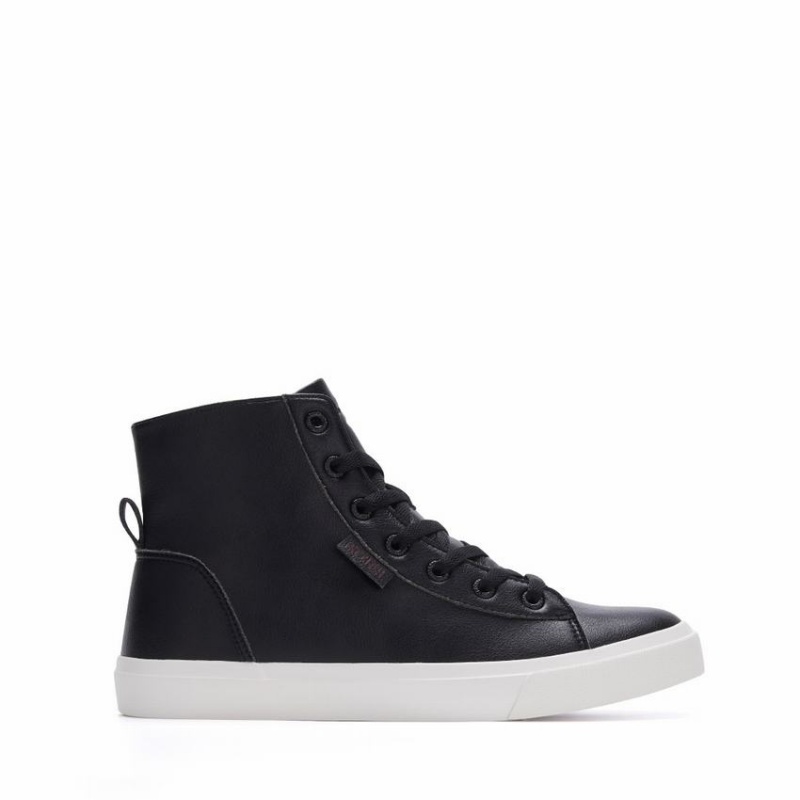 Rockfish Classic 775 Lace Up With Full Zip Microfibre Faux Leather Women\'s High-Top Sneakers Black | VKW7580KX