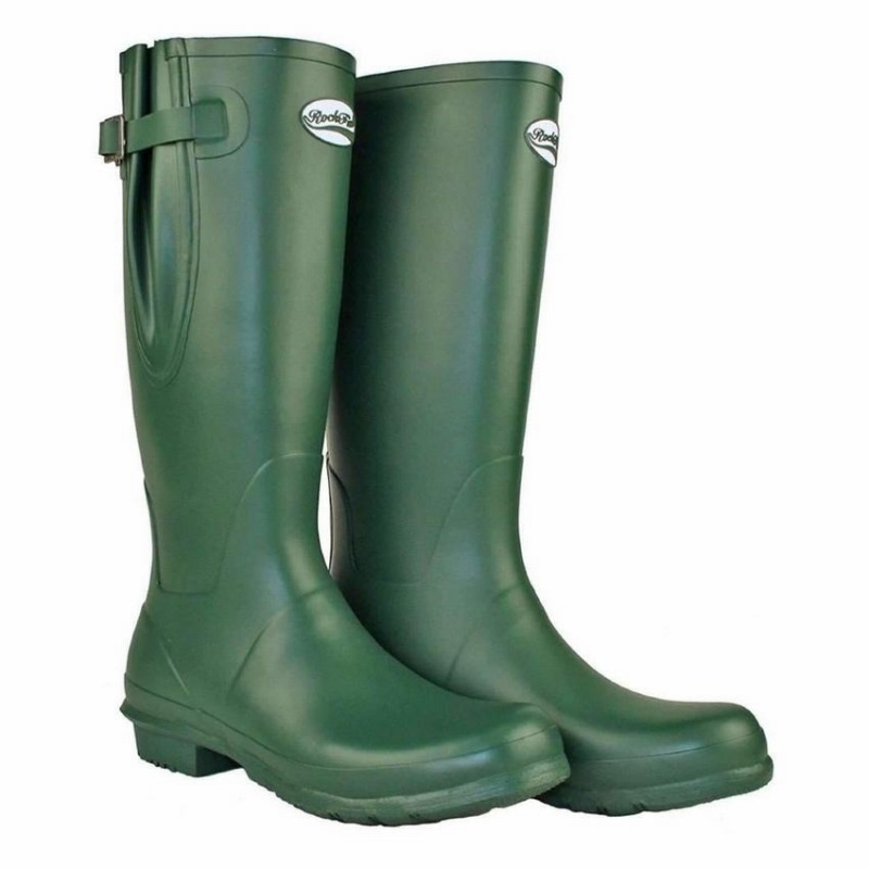 Rockfish Everyday Tall Side Adjustable Men's Wellington Boots Green | HDD35100BQ