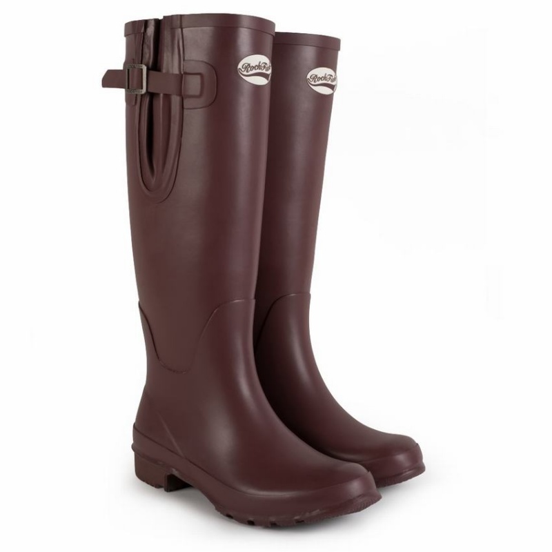 Rockfish Everyday Tall Side Adjustable Women's Wellington Boots Black Brown | WYS6084CA