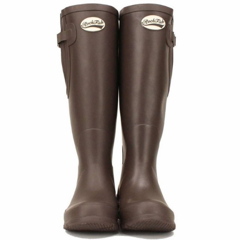 Rockfish Everyday Tall Side Adjustable Women's Wellington Boots Dark Brown | LQE1577BA