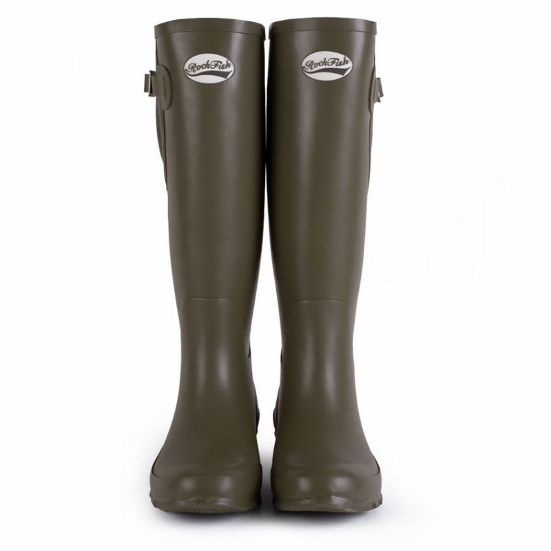 Rockfish Everyday Tall Side Adjustable Women's Wellington Boots Deep Green Brown | JZW5272MD