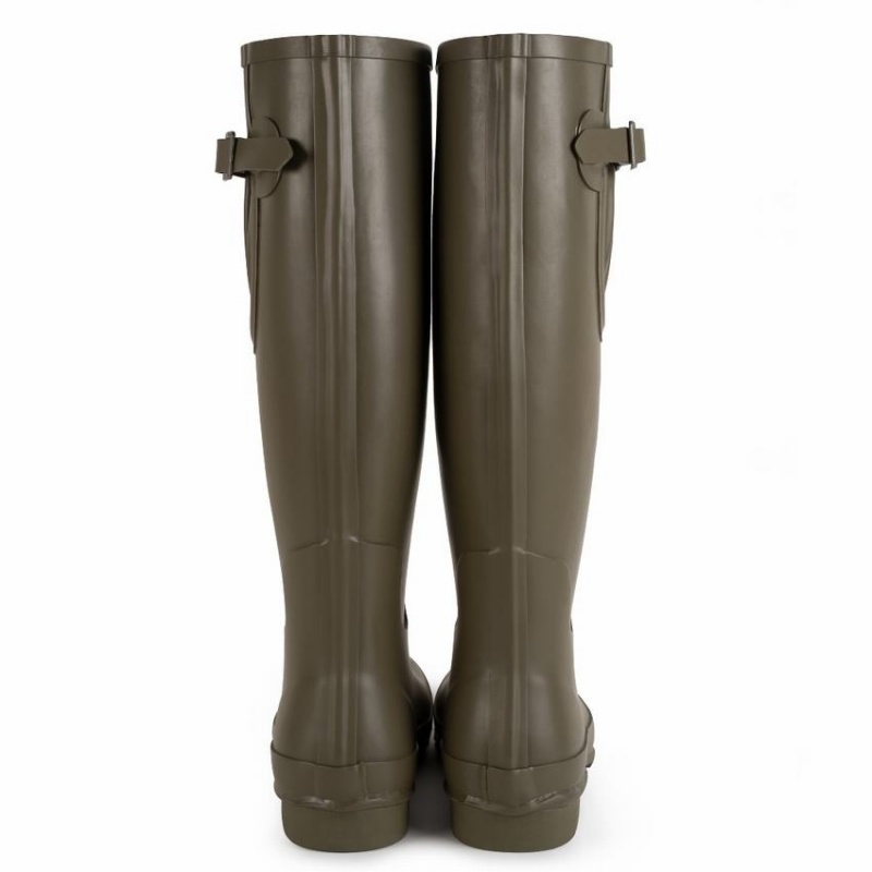 Rockfish Everyday Tall Side Adjustable Women's Wellington Boots Deep Green Brown | JZW5272MD