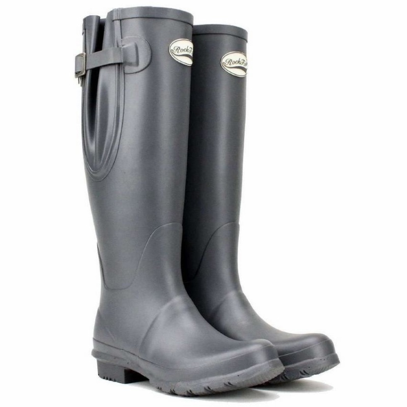 Rockfish Everyday Tall Side Adjustable Women's Wellington Boots Grey | JAA4599KD