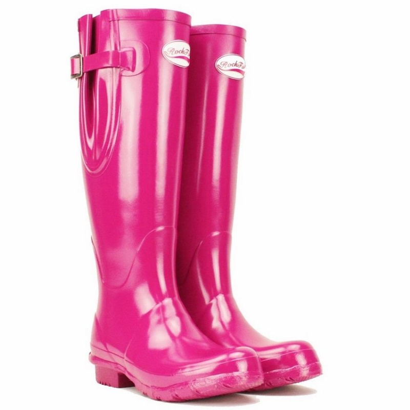 Rockfish Everyday Tall Side Adjustable Women's Wellington Boots Rose Red | ZAA4741XS