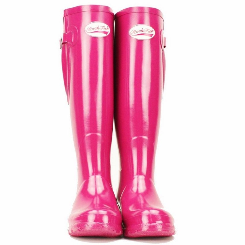 Rockfish Everyday Tall Side Adjustable Women's Wellington Boots Rose Red | ZAA4741XS