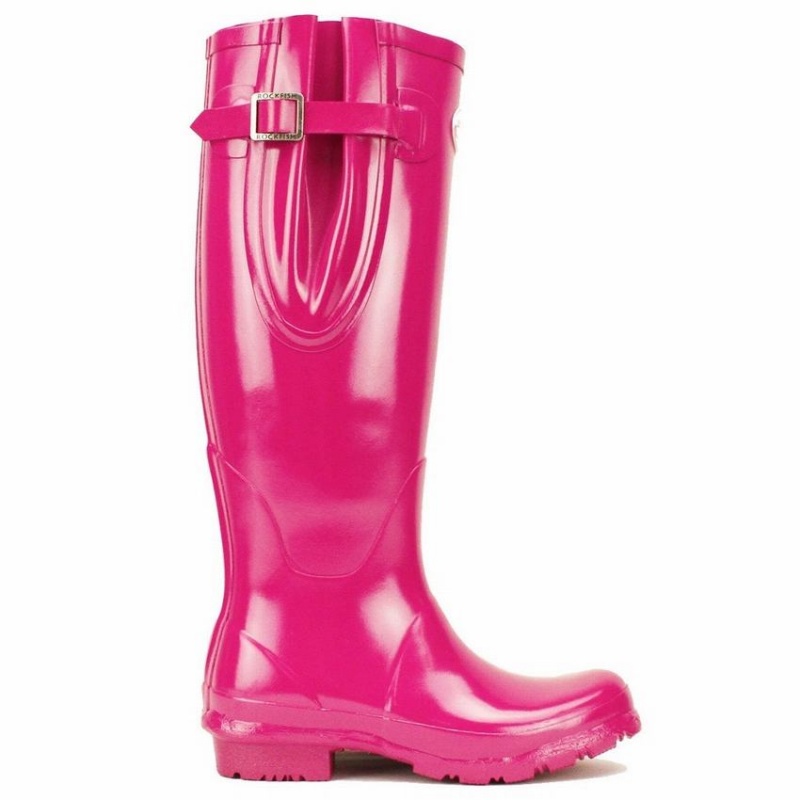 Rockfish Everyday Tall Side Adjustable Women\'s Wellington Boots Rose Red | ZAA4741XS