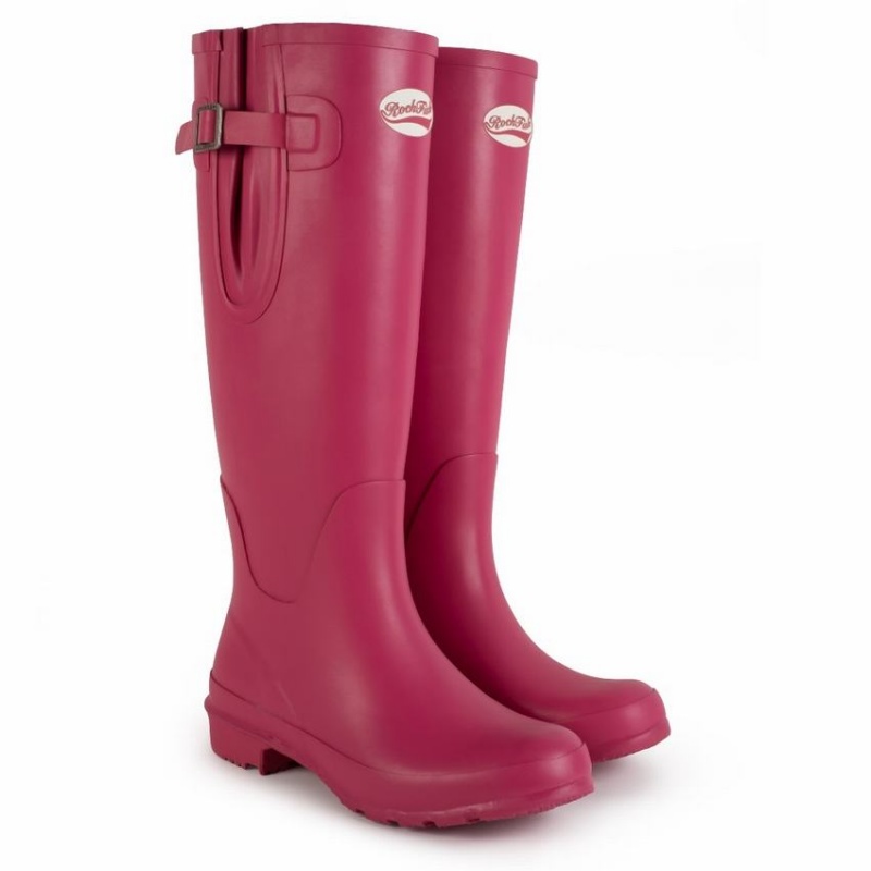 Rockfish Everyday Tall Side Adjustable Women's Wellington Boots Rose Red | OOL8644RT