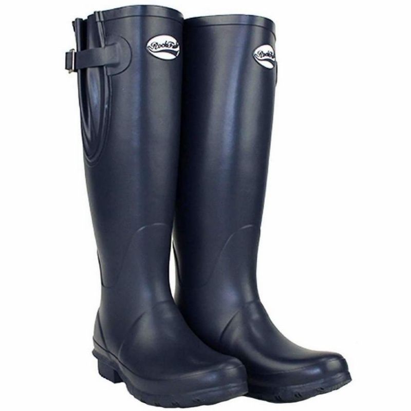 Rockfish Everyday Tall Side Adjustable Women's Wellington Boots Navy Blue | ZPL566MW