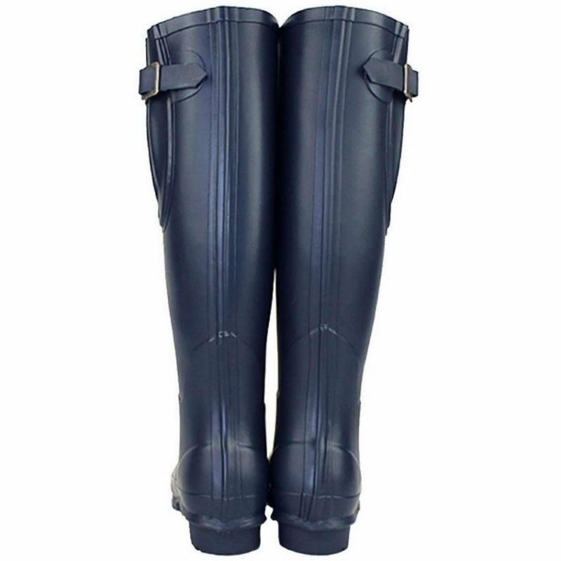 Rockfish Everyday Tall Side Adjustable Women's Wellington Boots Navy Blue | ZPL566MW