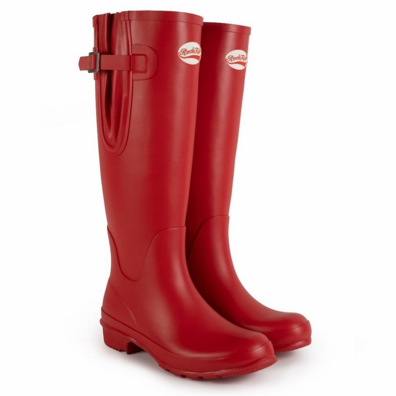 Rockfish Everyday Tall Side Adjustable Women's Wellington Boots Red | GUK836OE