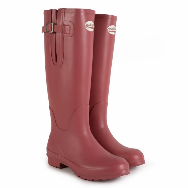 Rockfish Everyday Thermal Tall Side Adjustable 3mm Neoprene Insulated Women's Wellington Boots Deep Red | PHD7068GX