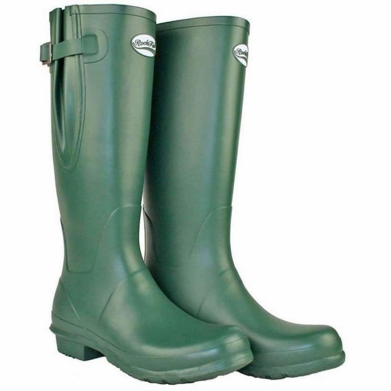 Rockfish Everyday Thermal Tall Side Adjustable 3mm Neoprene Insulated Women's Wellington Boots Green | VQA4668PV