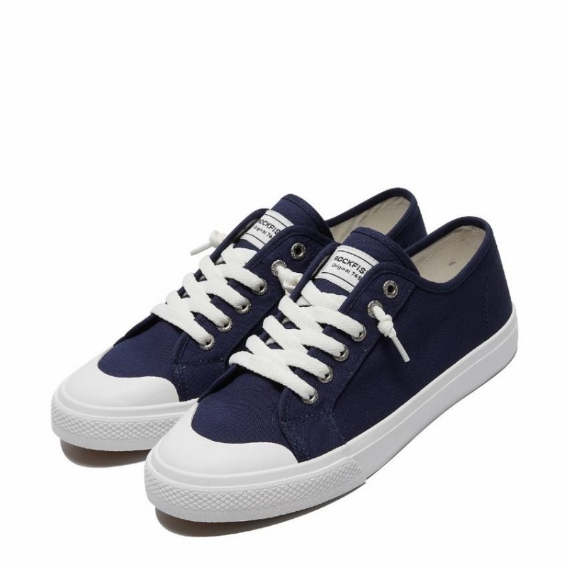 Rockfish Original 745 Lazy-lace Canvas Women's Low-Top Sneakers Navy Blue | DEN748DM