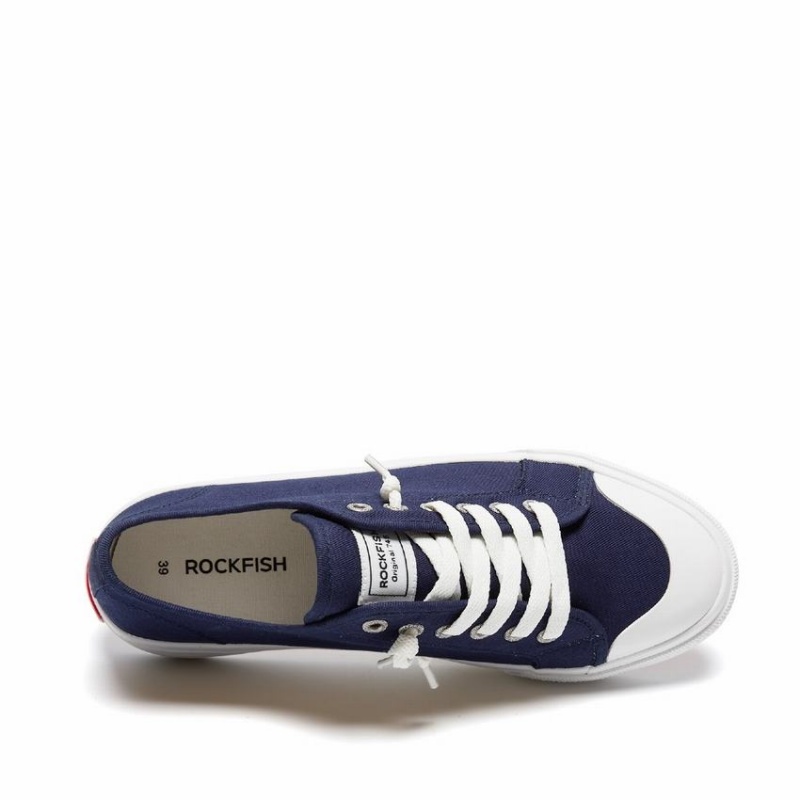 Rockfish Original 745 Lazy-lace Canvas Women's Low-Top Sneakers Navy Blue | DEN748DM