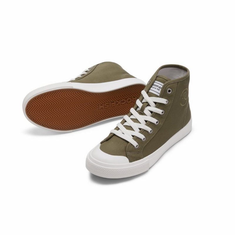 Rockfish Original 745 Water Repellent Canvas Women's High-Top Sneakers Green | VKB256XL