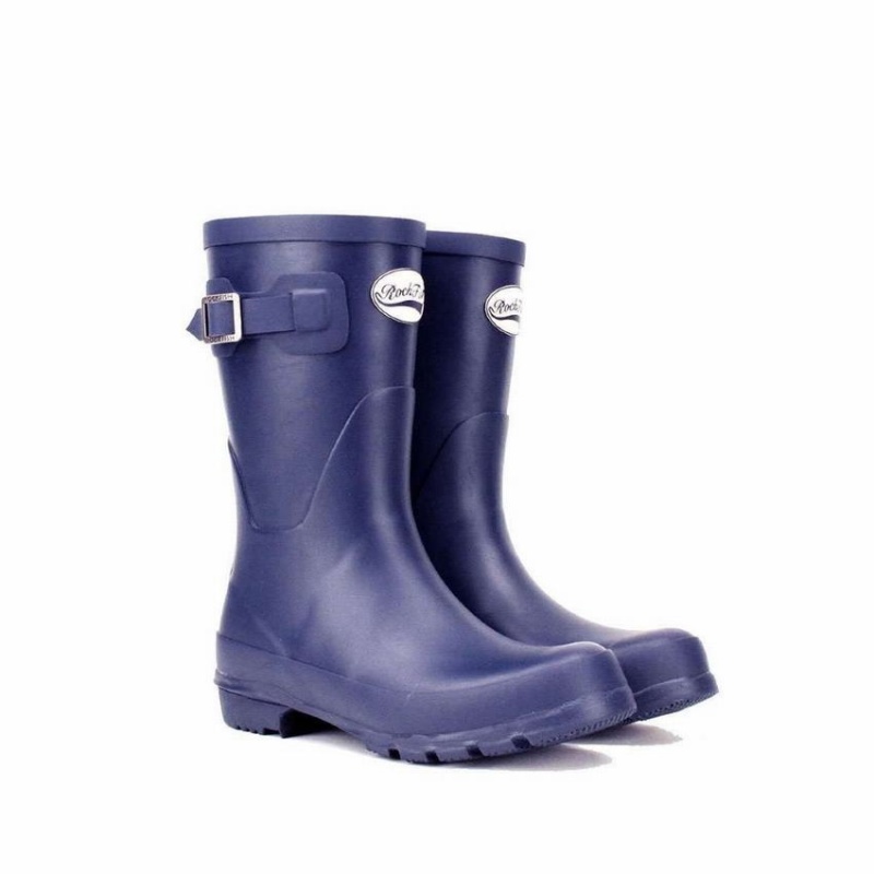 Rockfish Three Quarter Short Women's Wellington Boots Navy Blue | BHR3214TZ