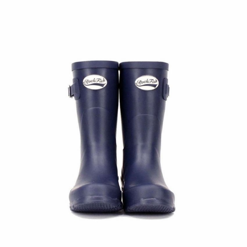 Rockfish Three Quarter Short Women's Wellington Boots Navy Blue | BHR3214TZ