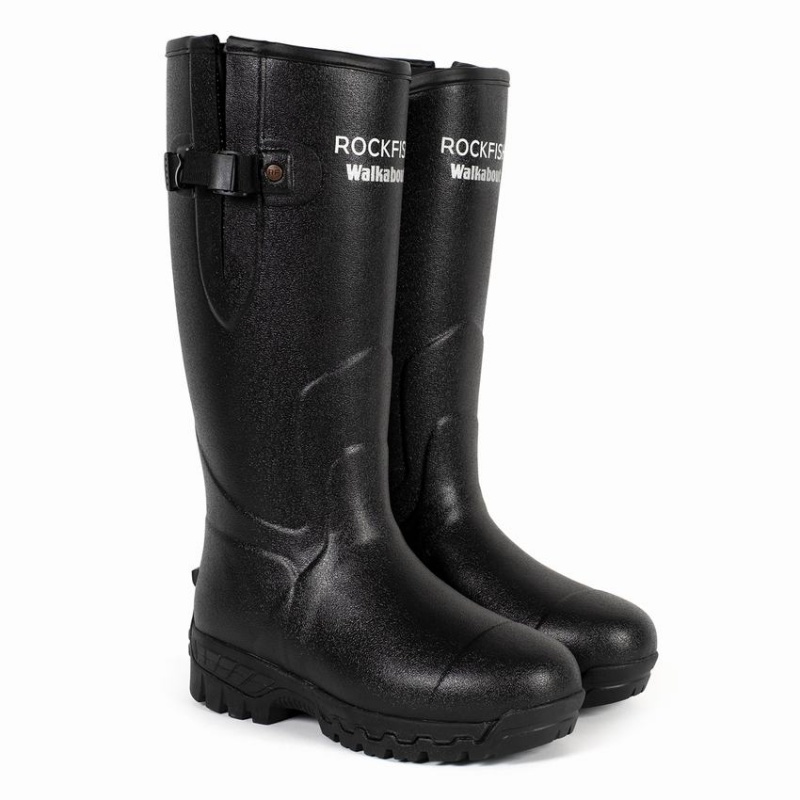 Rockfish Walkabout Tall Side Adjustable 5mm Neoprene Insulated Men's Wellington Boots Black | BFS428QG